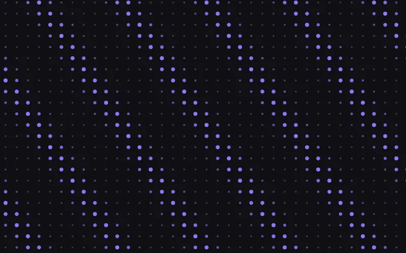 Dot Field shader preview: A calm grid of dots that swells and brightens around the pointer.
