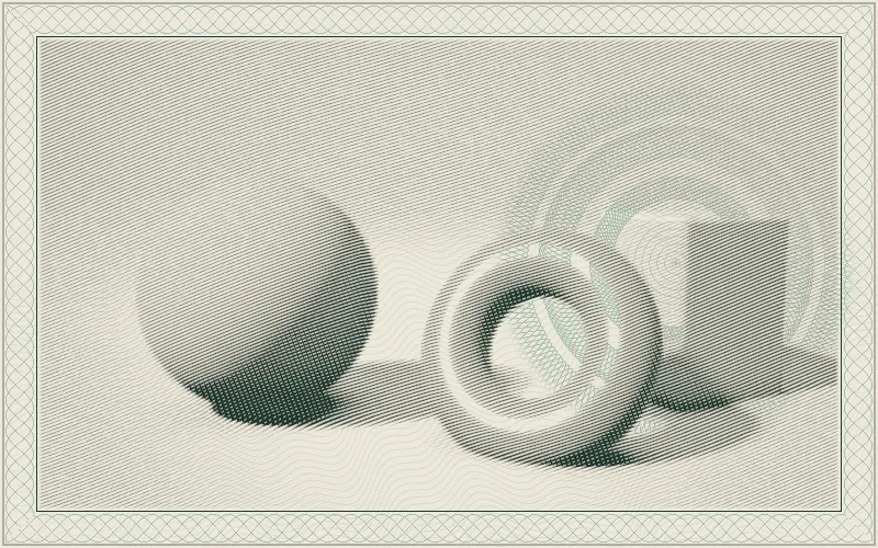 Engraving shader preview: Any image, or the layers beneath, engraved like a banknote.