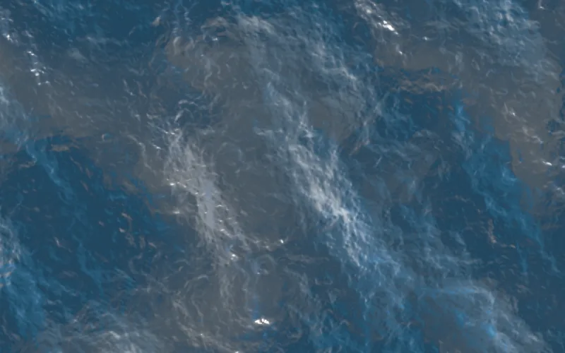 Water Surface shader preview: Open water from above, mirroring the sky or your image, rippled by wind and rain.