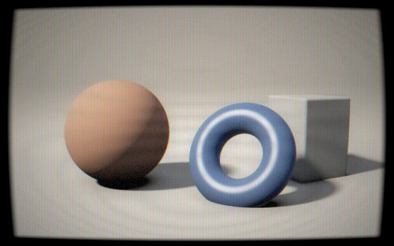 CRT shader preview: Plays any image, or the layers beneath, on a curved tube monitor or a worn videotape.