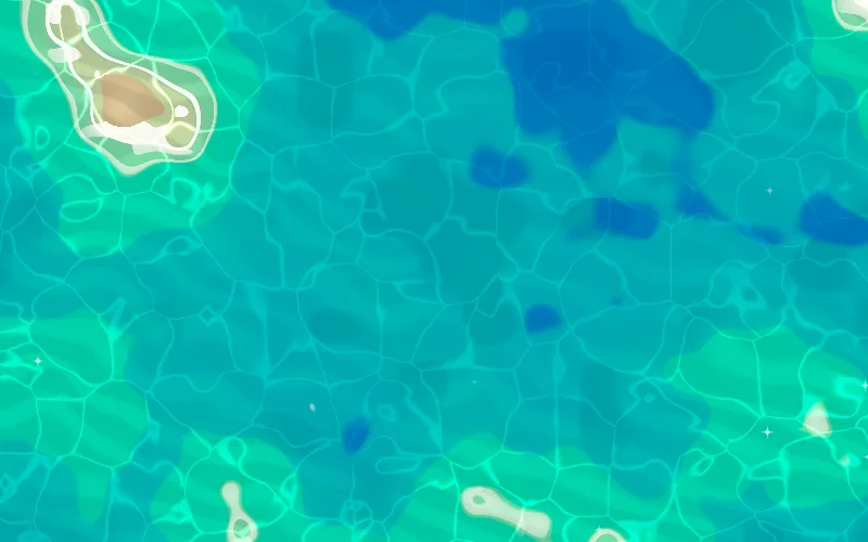 Lagoon shader preview: Painted water, from above or out to the horizon.