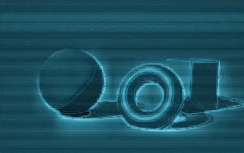 Hologram shader preview: Any image as a flickering projection: glowing edges, scanlines and a glitching signal.
