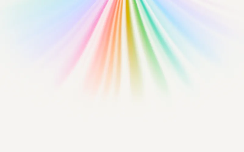 Rainbow shader preview: A crown of spectral light that dissolves into the page.