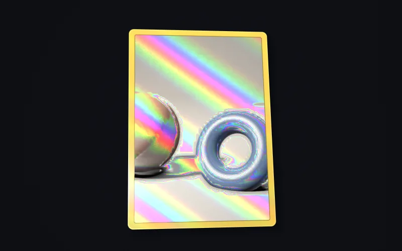 Holo Card shader preview: Any image as a holographic trading card that tilts towards the pointer, its foil flashing in the light.