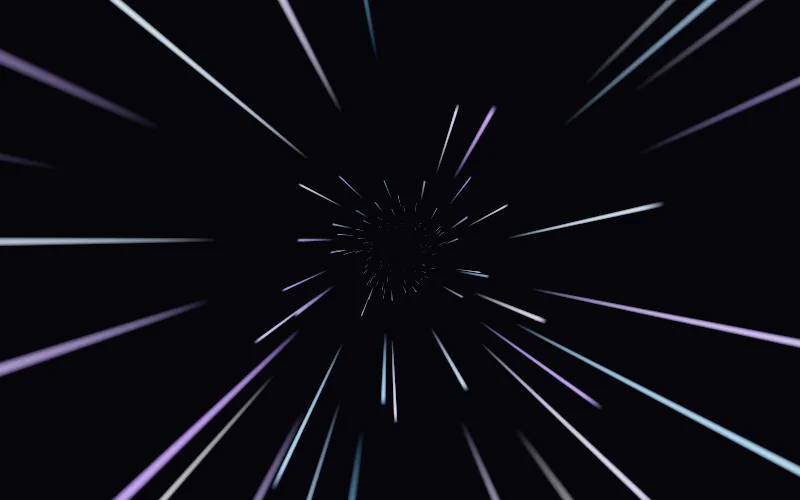 Warp Tunnel shader preview: Streaks of light rushing out of a vanishing point.
