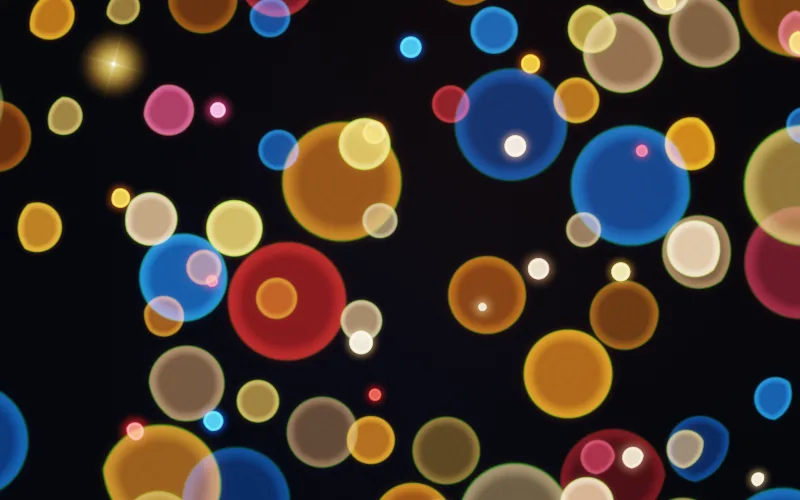 Bokeh shader preview: Out-of-focus lights drifting in depth, like a fast lens wide open at night.